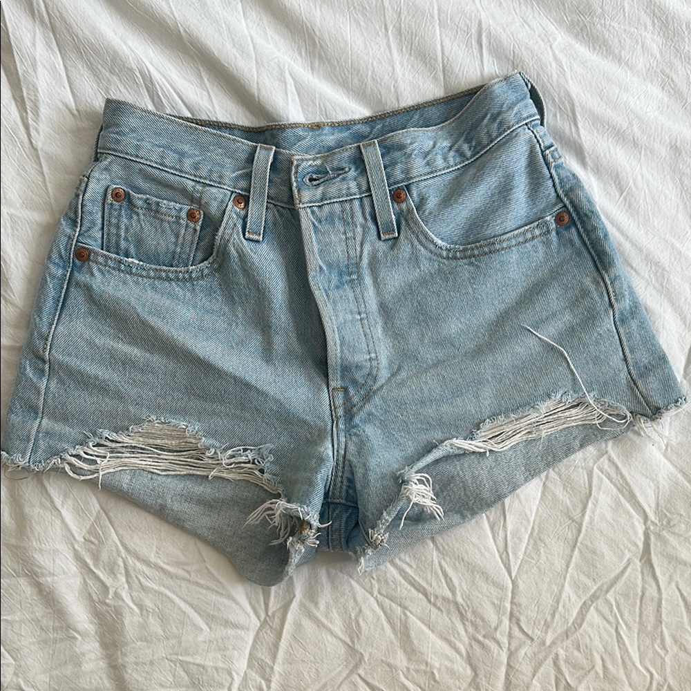 Levi's Blue Jean Shorts Distressed Vintage Style